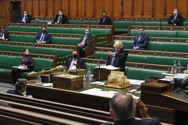 Boris Johnson at the dispatch box during last week's question time