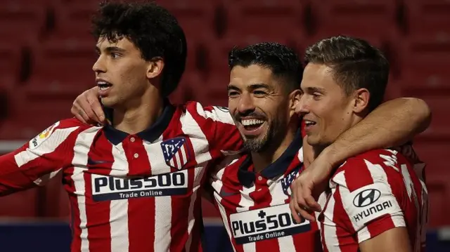 Joao Felux, Luis Suarez and Marcos Llorente