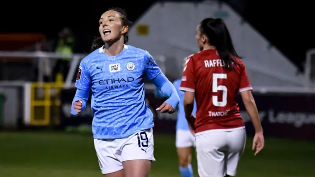 Caroline Weir celebrates