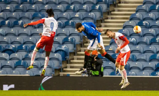 Peter Olayinka heads Slavia into the lead