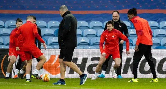 Slavia Prague train at Ibrox