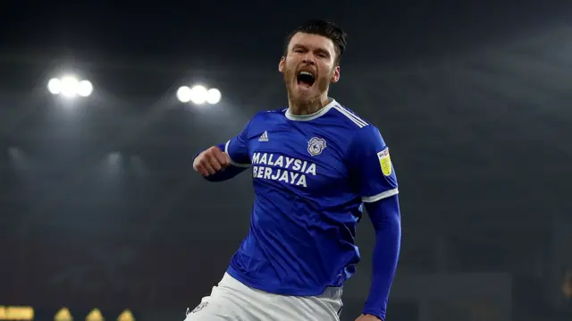 Kieffer Moore celebrates