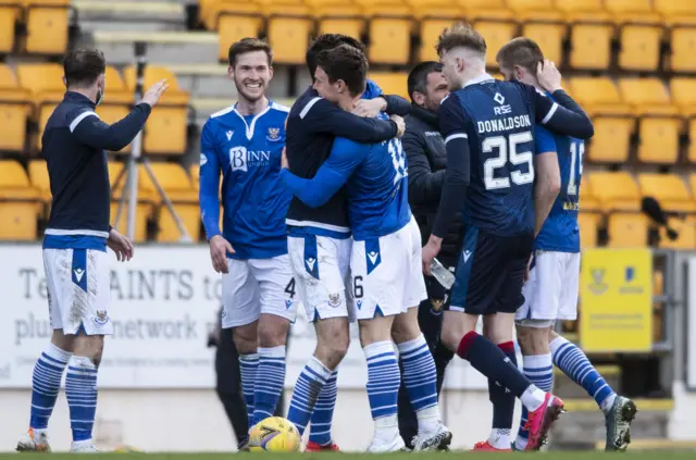 St Johnstone players celebrate at full-time