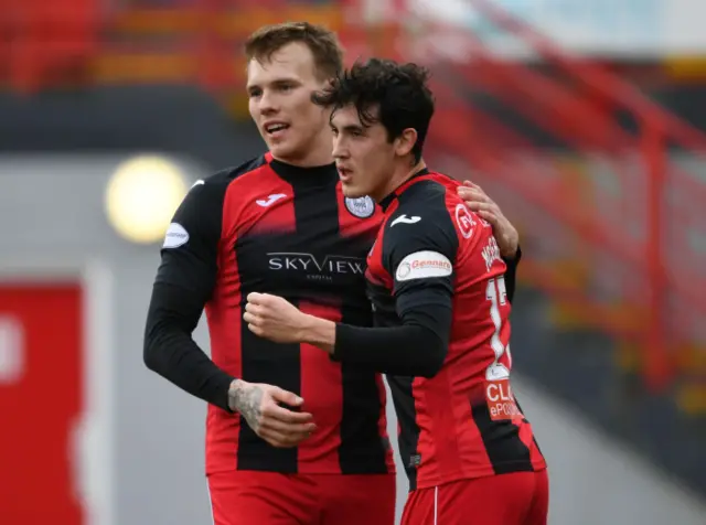 St Mirren's Lee Erwin and Jamie McGrath celebrate