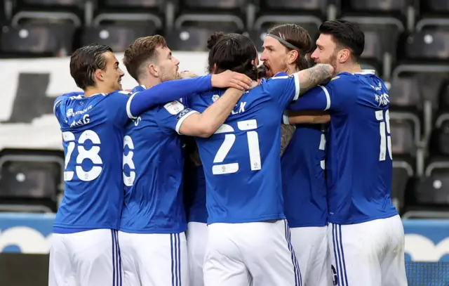 Cardiff celebrate Flint goal