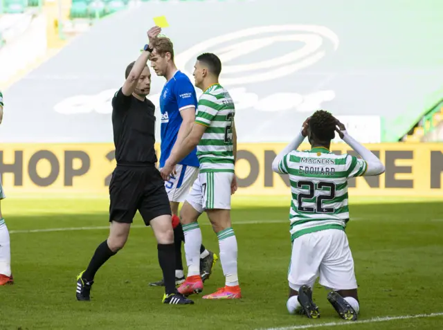 Odsonne Edouard was booked for simulation in the incident Scott Brown is referring to