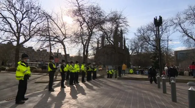 Police at demonstration