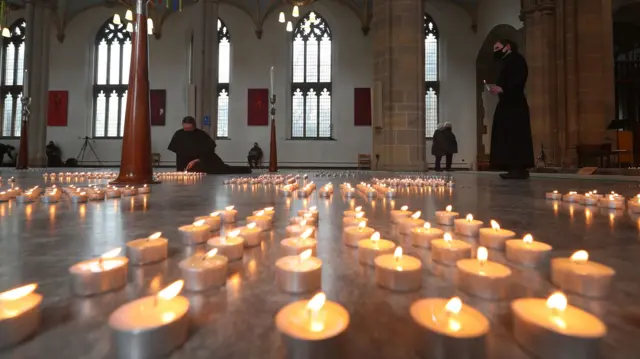 Candles are lit and members of the emergency services attended a service at Blackburn Cathedral