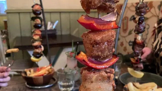 Skewered meat meal