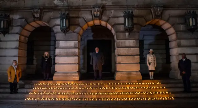 Candles lit outside Nottingham Council House