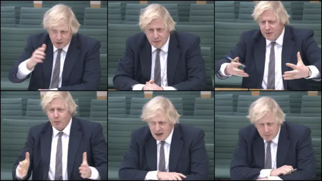 Six images of Johnson at the liaison committee