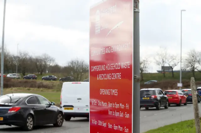 Queue of cars at Campground site in Gateshead