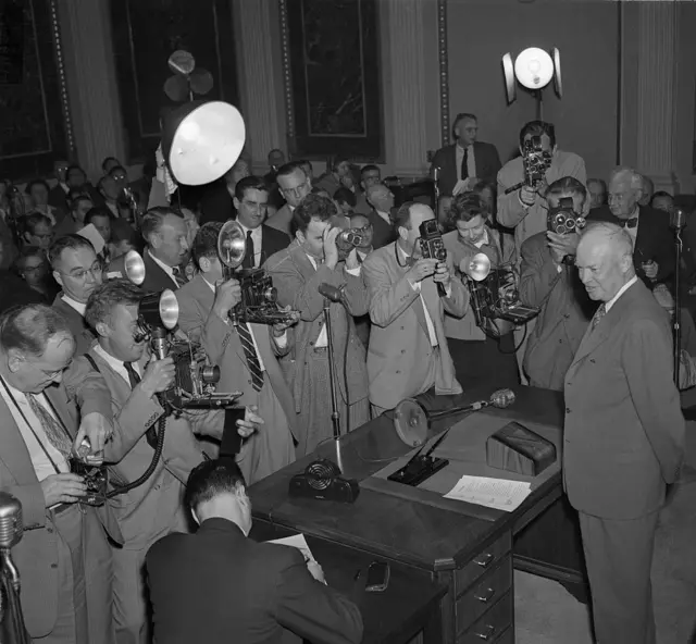 President Eisenhower at a press conference