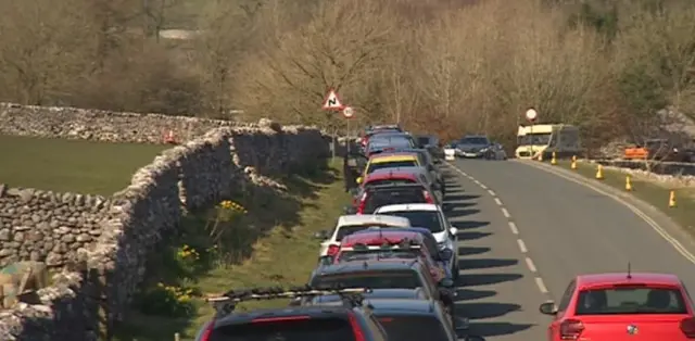 Vehicles parked in Yorkshire Dales