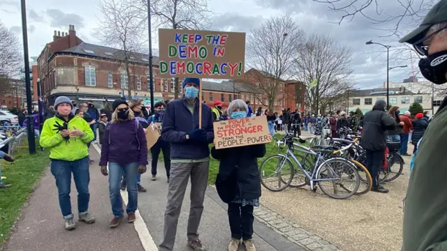 Protesters in Sheffield