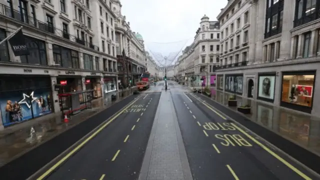 An empty Regent Street, central London