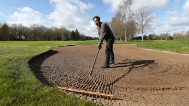 Justin Lee, head greenkeeper at Vale Royal Abbey Golf Club prepares the course