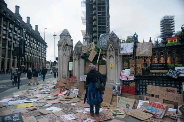 The aftermath of a protest in London