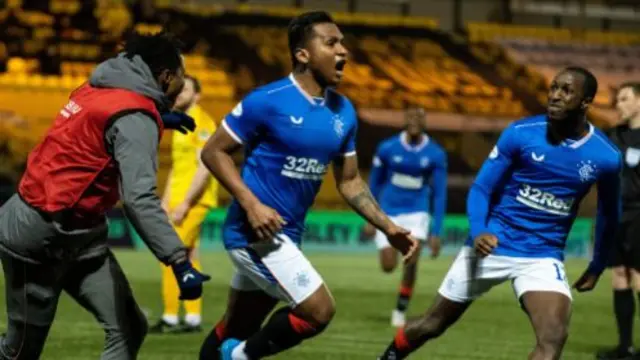 Rangers' Alfredo Morelos celebrates