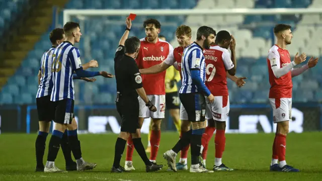 Michael Smith sent off.