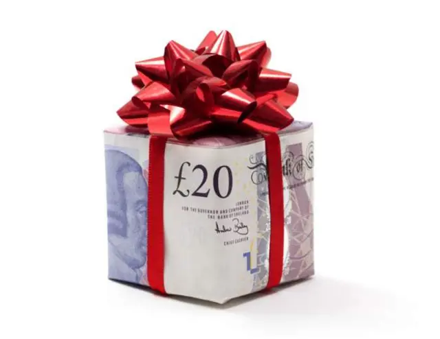 Cash wrapped in a bow