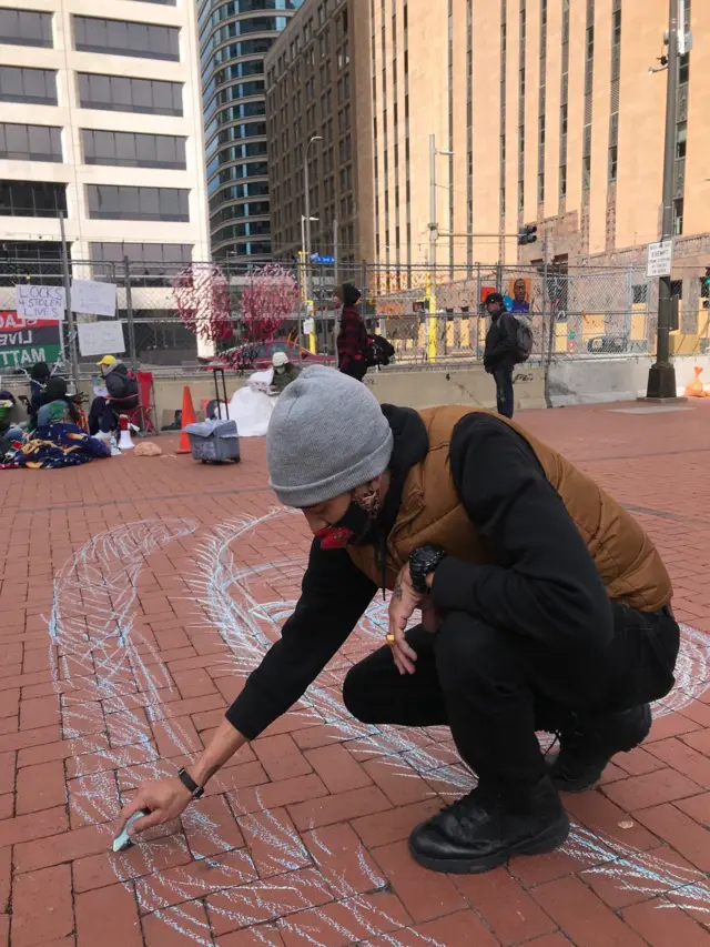 chalk drawing on floor