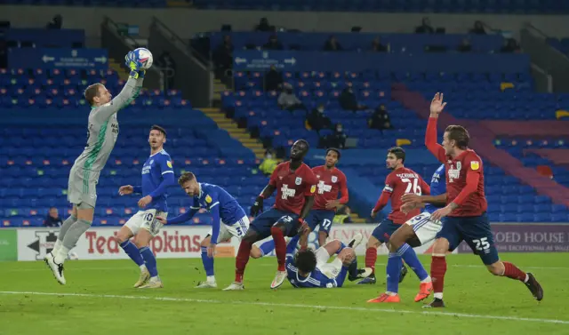 Cardiff v Huddersfield match action from December 2020 reverse fixture