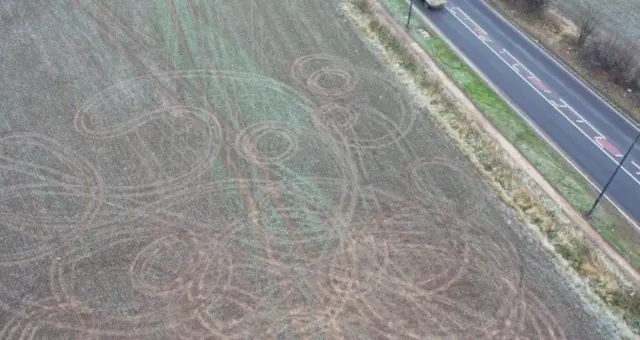 Aerial pictures of the damage caused by off-road bikers