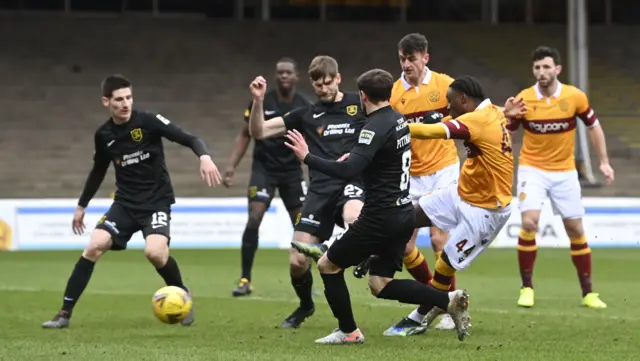 Devante Cole scores for Motherwell against Livingston