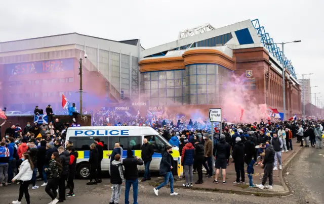 Rangers fans at Ibrox