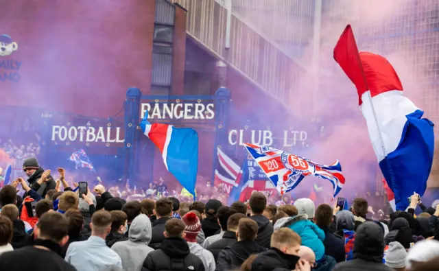 Rangers fans outside Ibrox