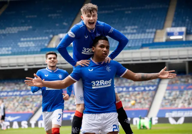 Alfredo Morelos celebrates