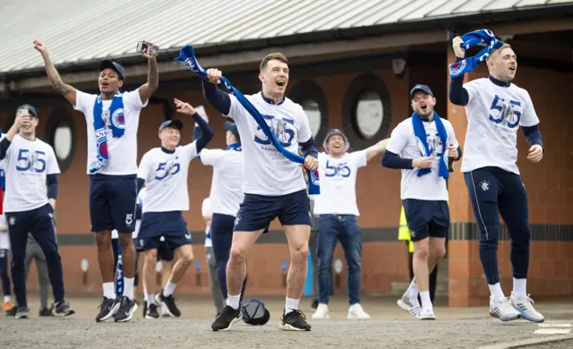 Rangers celebrate with fans