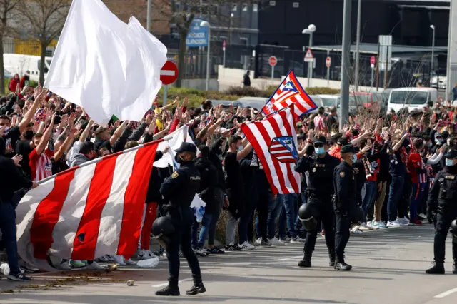 Atletico Madrid fans outside stadium