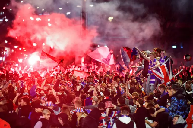 Fans in George Square