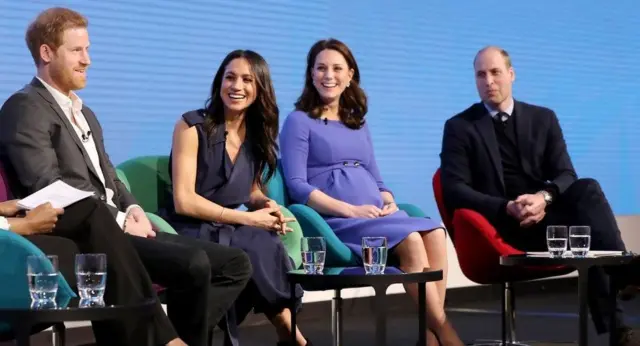 The Duke and Duchess of Sussex with the Duke and Duchess of Cambridge