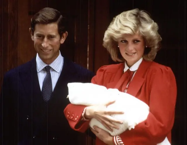 The Prince and Princess of Wales with Harry