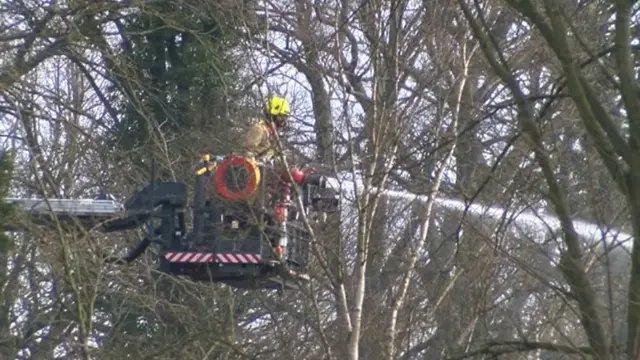 Firefighters at Elmete Wood school