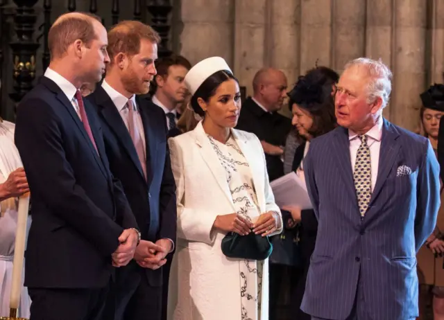 The Duke of Cambridge, the Duke and Duchess of Sussex and the Prince of Wales pictured in 2019