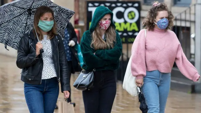 Three women in masks