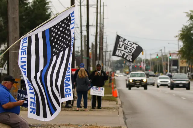 File photo of Blue Lives Matter flag