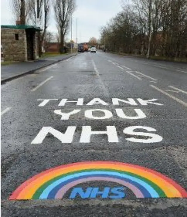 NHS rainbow and thank you sign