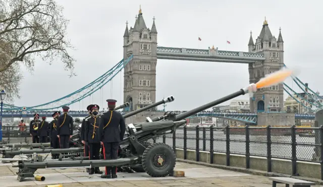 Gun salute at the Tower of London