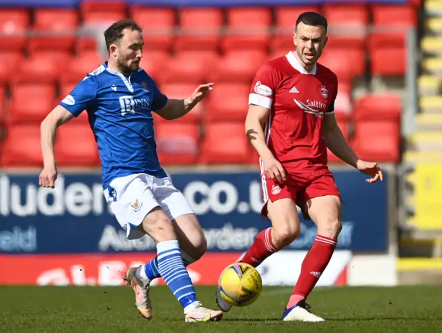 St Johnstone's Chris Kane in action with Andrew Considine