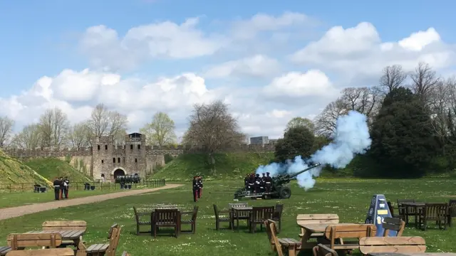 Gun salute at Cardiff Castle