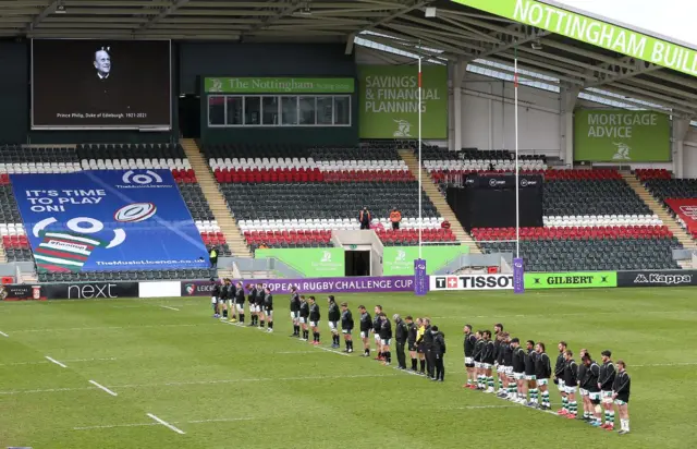 Leicester Tigers and Newcastle Falcons players paid tribute before their match in the Challenge Cup