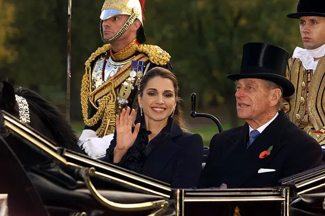 Queen Rania pictured with the Duke of Edinburgh