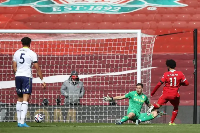 Mo Salah goes close for Liverpool