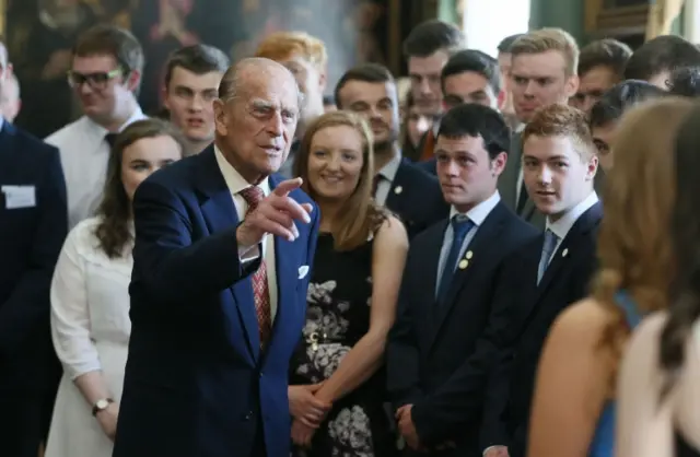 The duke attends gold award presentations at Hillsborough Castle in Co Down, in 2017