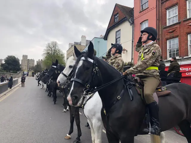 The Household Cavalry outside Windsor Castle